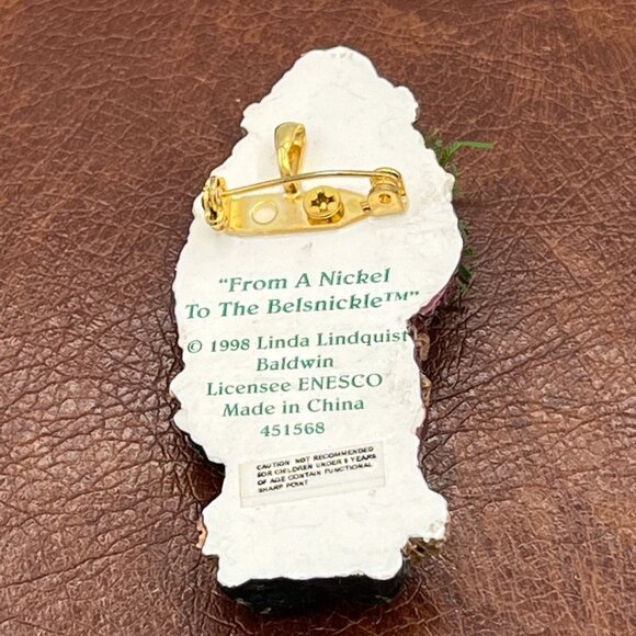 Vintage Enesco Santa Claus Pin By Linda Lindquist Baldwin 2 1/2" - Picture 4 of 6